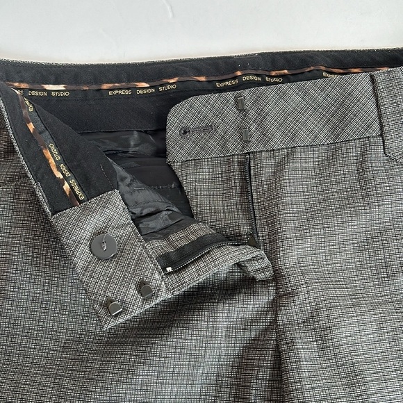 Express Design Studio “Editor”Black Gray Tan Micro- Plaid Career Pants Women’s 2 - Picture 8 of 11